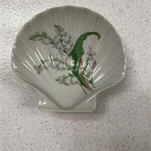 Limoges White and Green Shell Dish